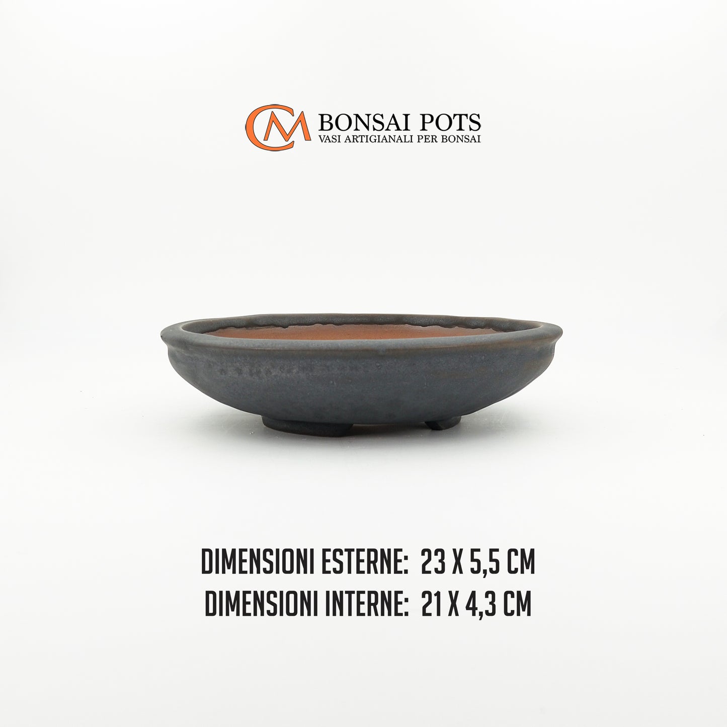 Vaso bonsai rotondo CM 23 in gres smaltato