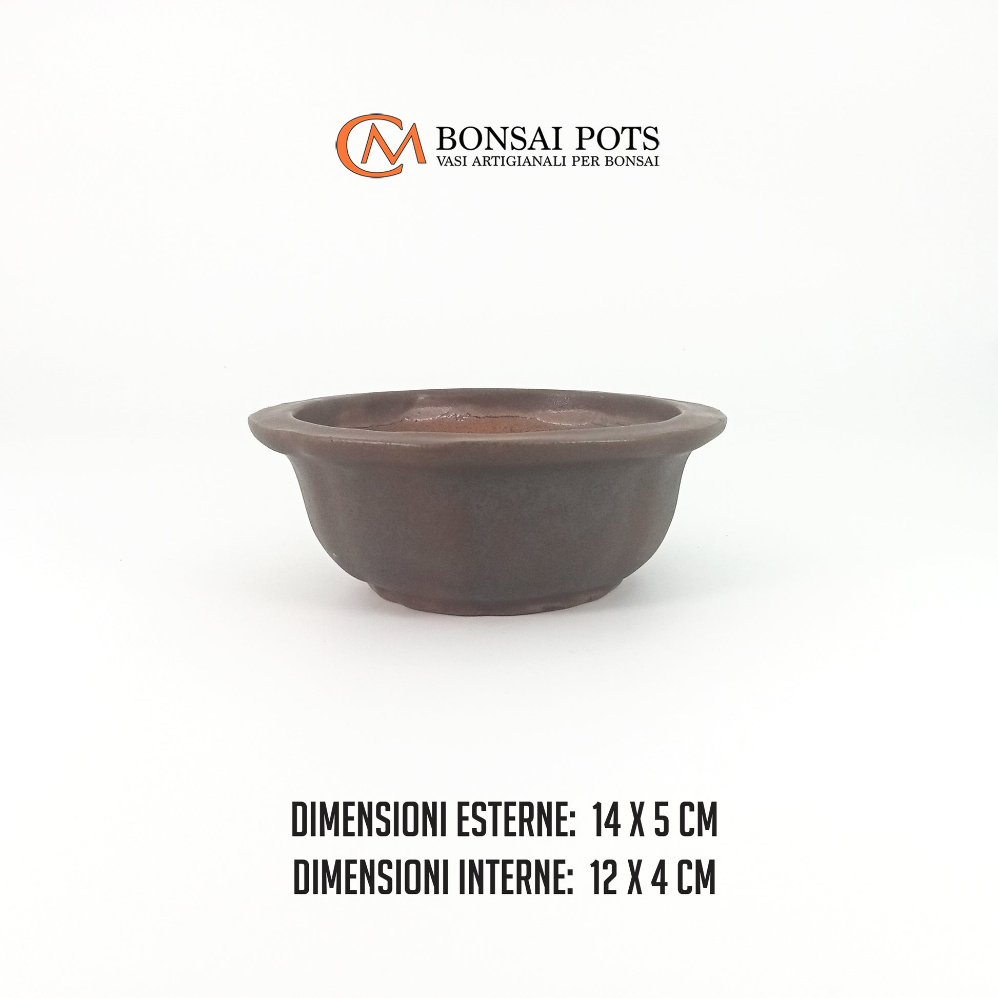 Vaso bonsai artigianale rotondo in gres CM 14 - Handmade Bonsai Pot - CMBonsaiPots