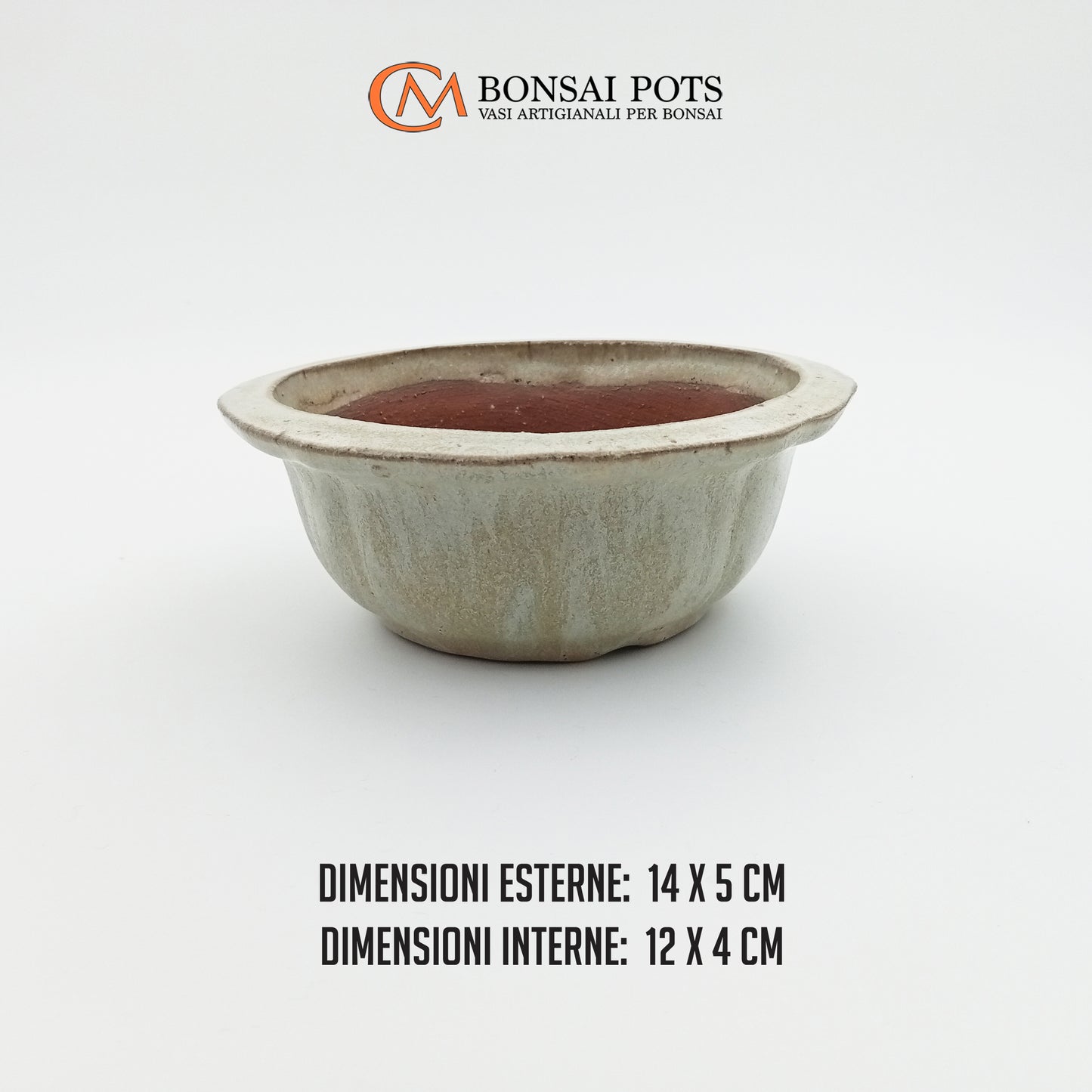 Vaso bonsai artigianale rotondo in gres CM 14 - Handmade Bonsai Pot - CMBonsaiPots