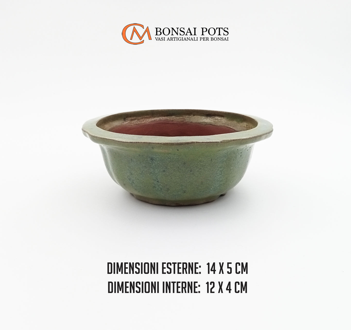 Vaso bonsai artigianale rotondo in gres CM 14 - Handmade Bonsai Pot - CMBonsaiPots