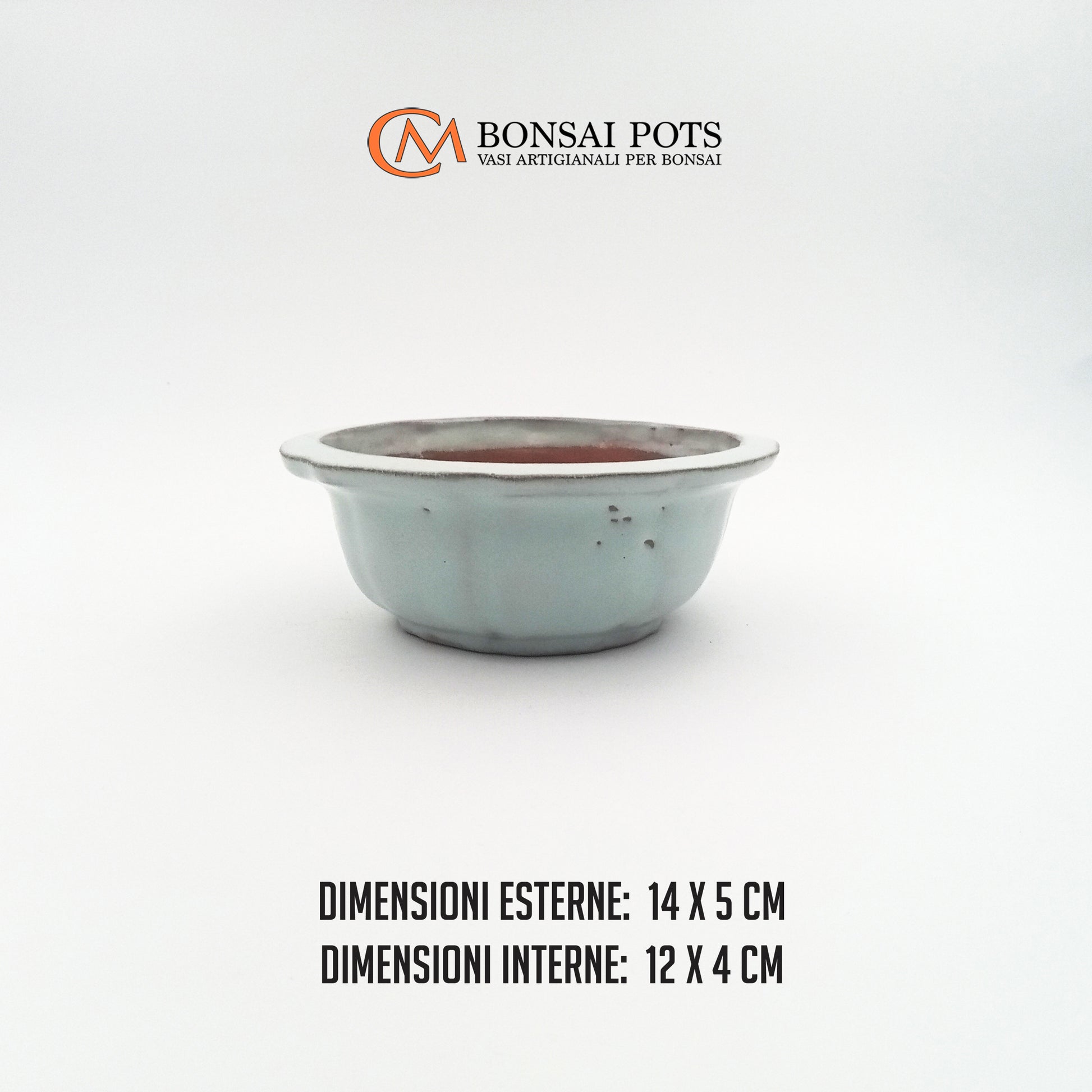 Vaso bonsai artigianale rotondo in gres CM 14 - Handmade Bonsai Pot - CMBonsaiPots