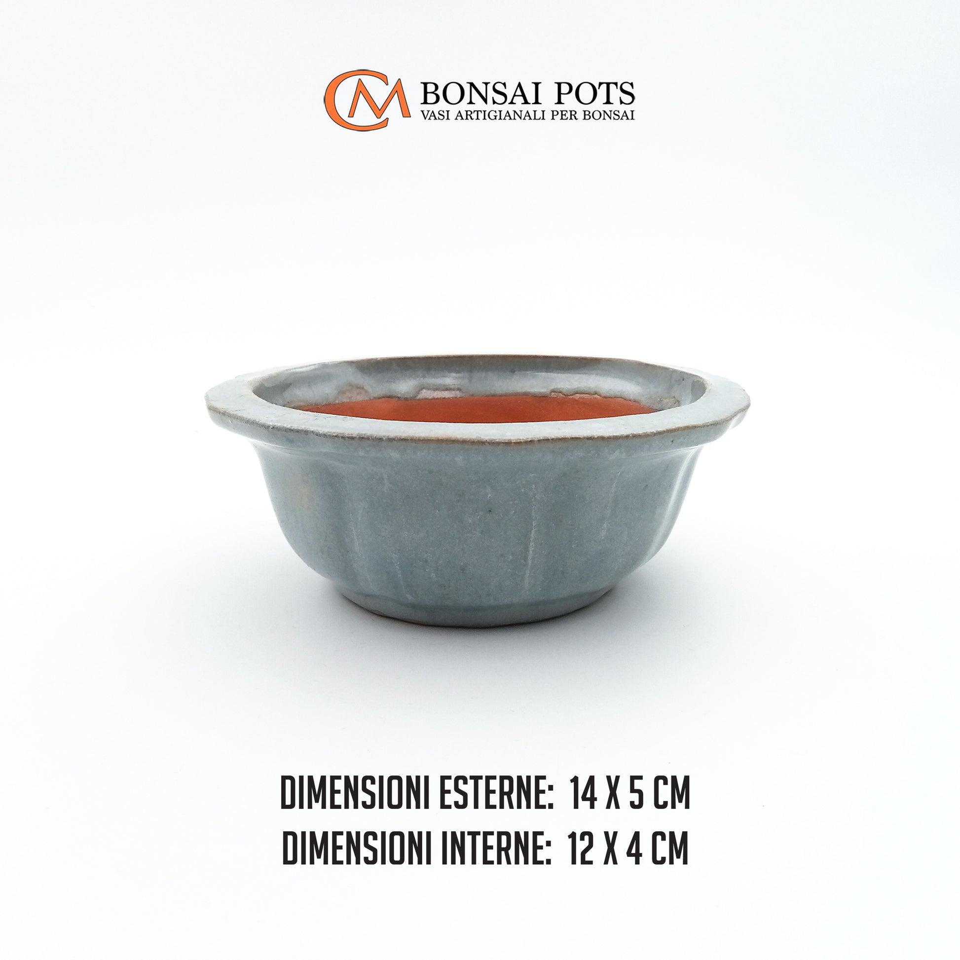 Vaso bonsai artigianale rotondo in gres CM 14 - Handmade Bonsai Pot - CMBonsaiPots