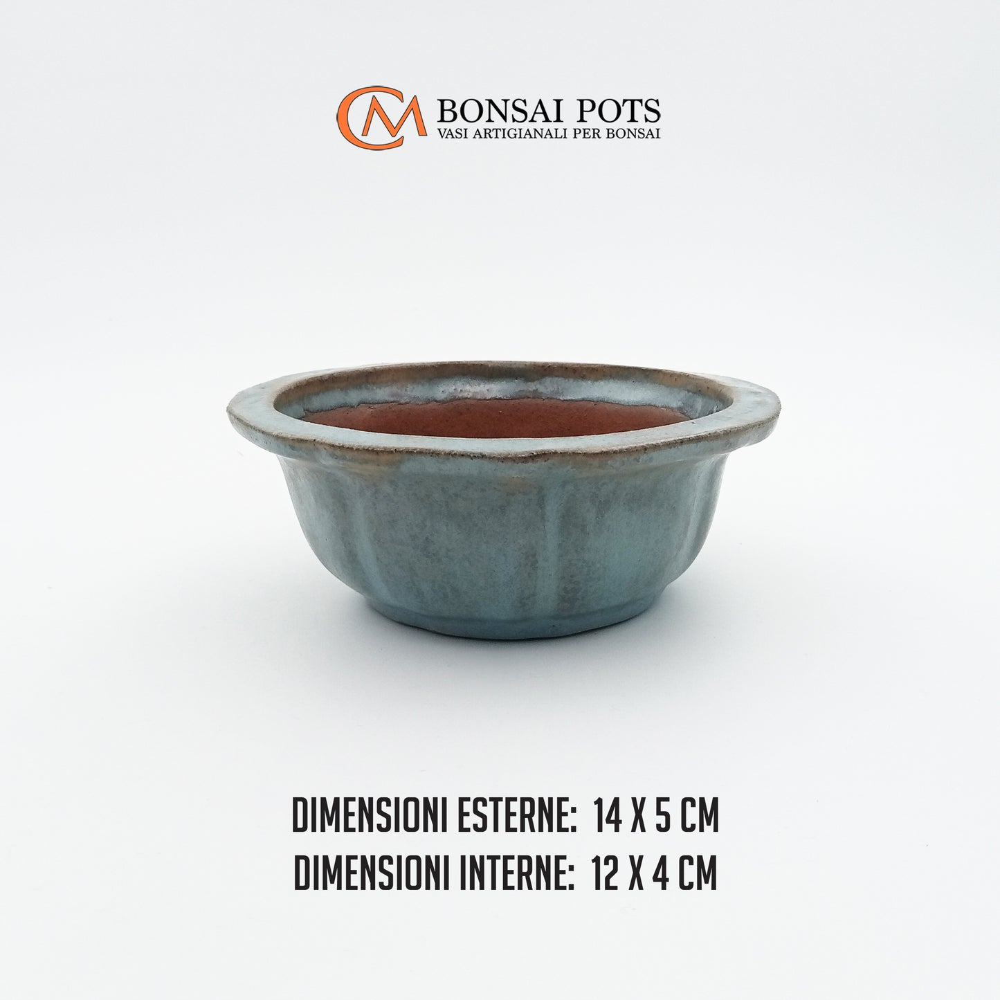 Vaso bonsai artigianale rotondo in gres CM 14 - Handmade Bonsai Pot - CMBonsaiPots