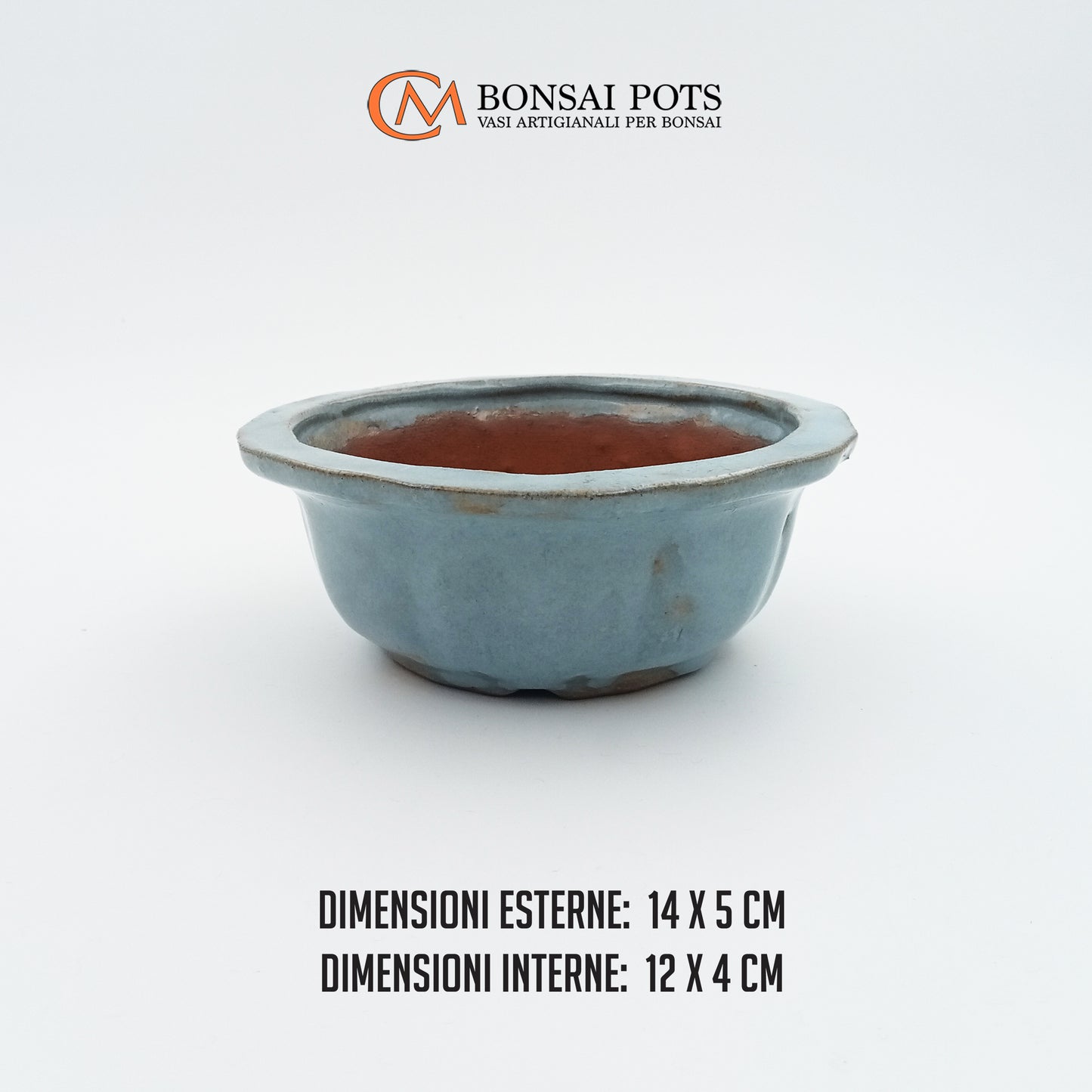 Vaso bonsai artigianale rotondo in gres CM 14 - Handmade Bonsai Pot - CMBonsaiPots