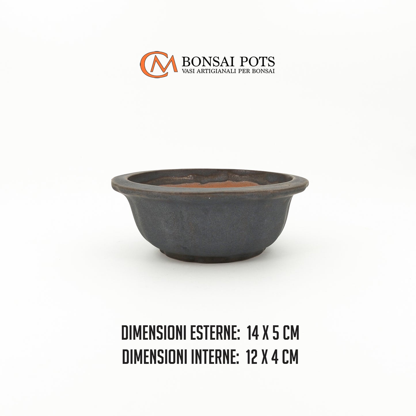 Vaso bonsai artigianale rotondo in gres CM 14 - Handmade Bonsai Pot - CMBonsaiPots