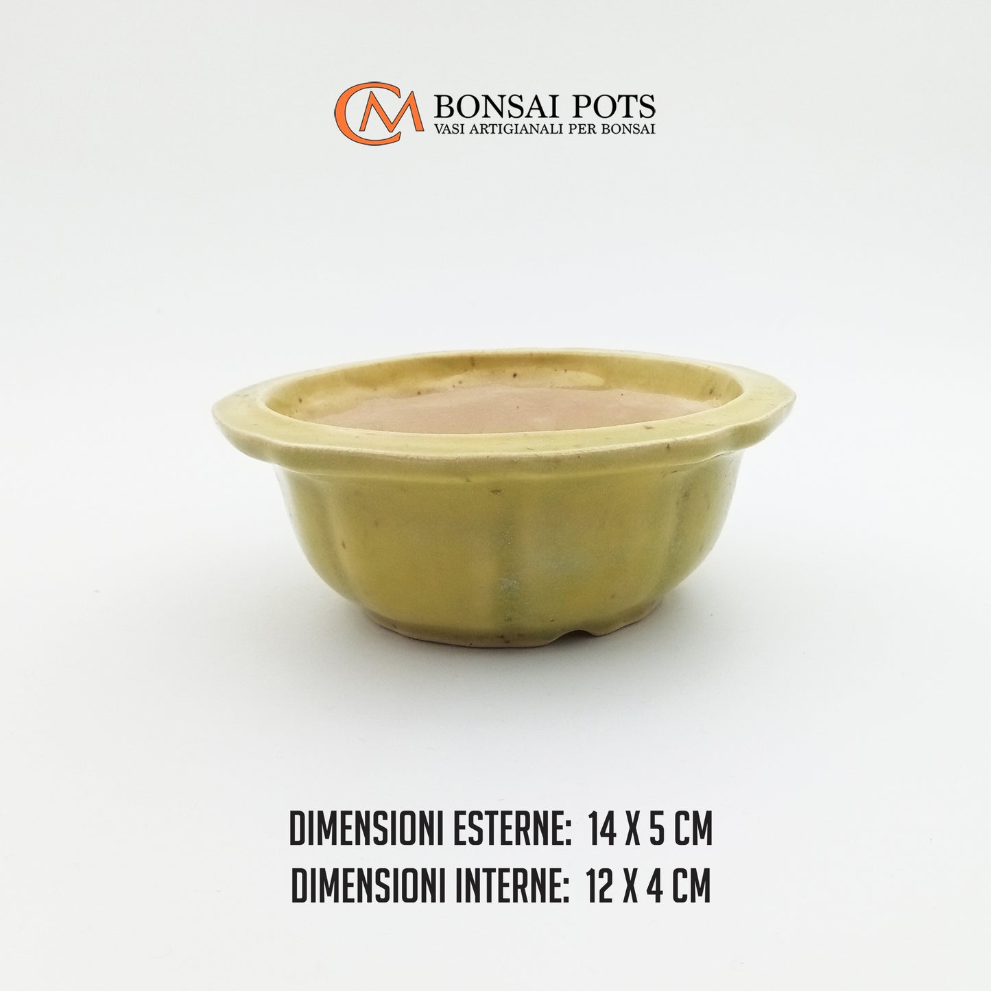 Vaso bonsai artigianale rotondo in gres CM 14 - Handmade Bonsai Pot - CMBonsaiPots