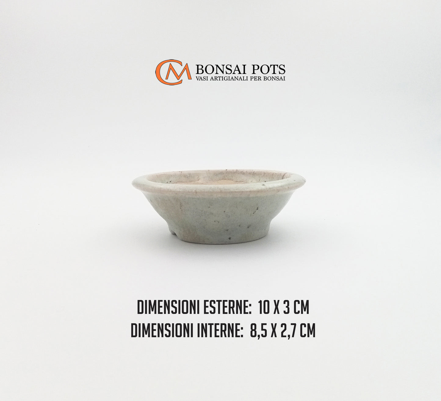 Vaso bonsai artigianale rotondo in gres 10 CM - Handmade Bonsai Pot - CMBonsaiPots