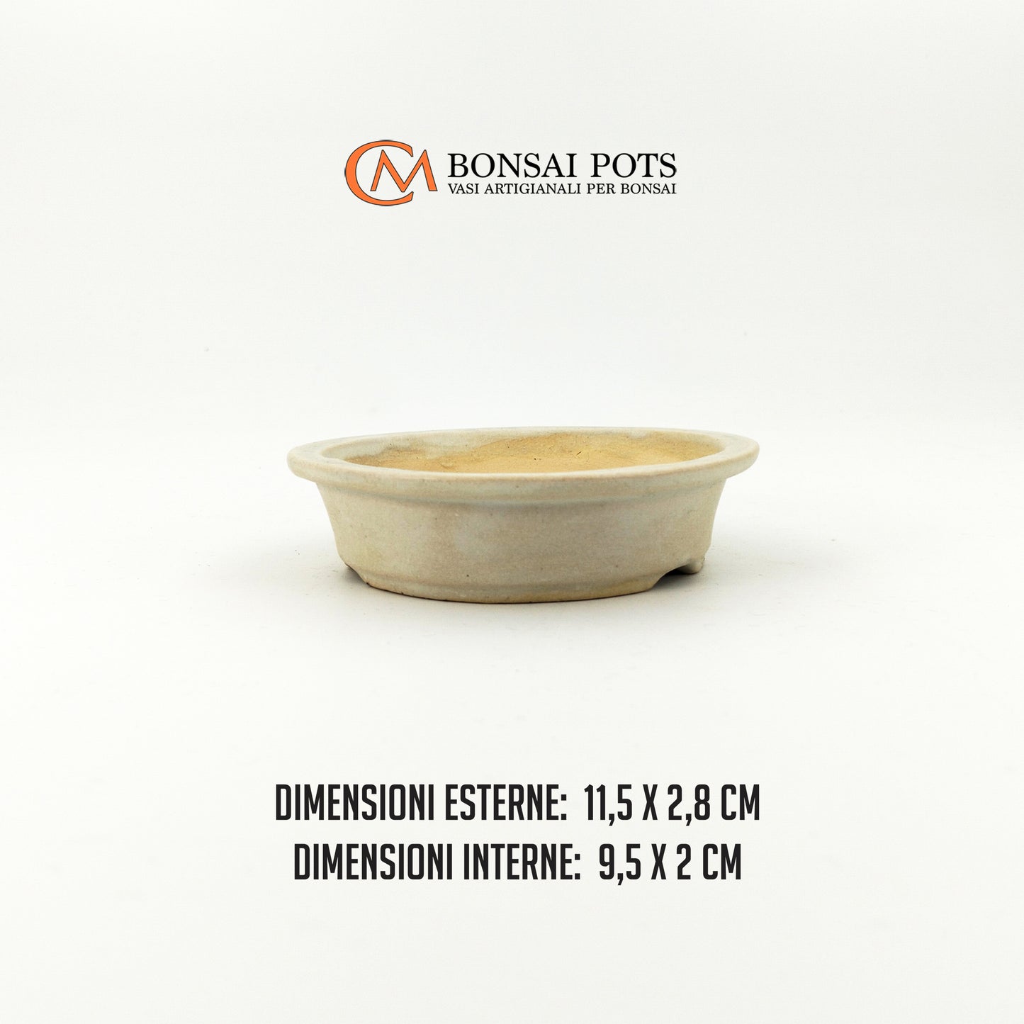 Vaso bonsai artigianale rotondo in gres 11,5 CM - Handmade Bonsai Pot - CMBonsaiPots