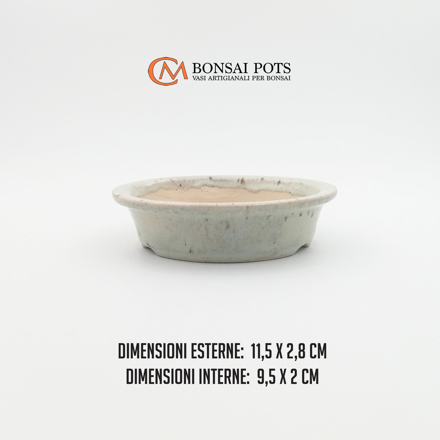 Vaso bonsai artigianale rotondo in gres 11,5 CM - Handmade Bonsai Pot - CMBonsaiPots