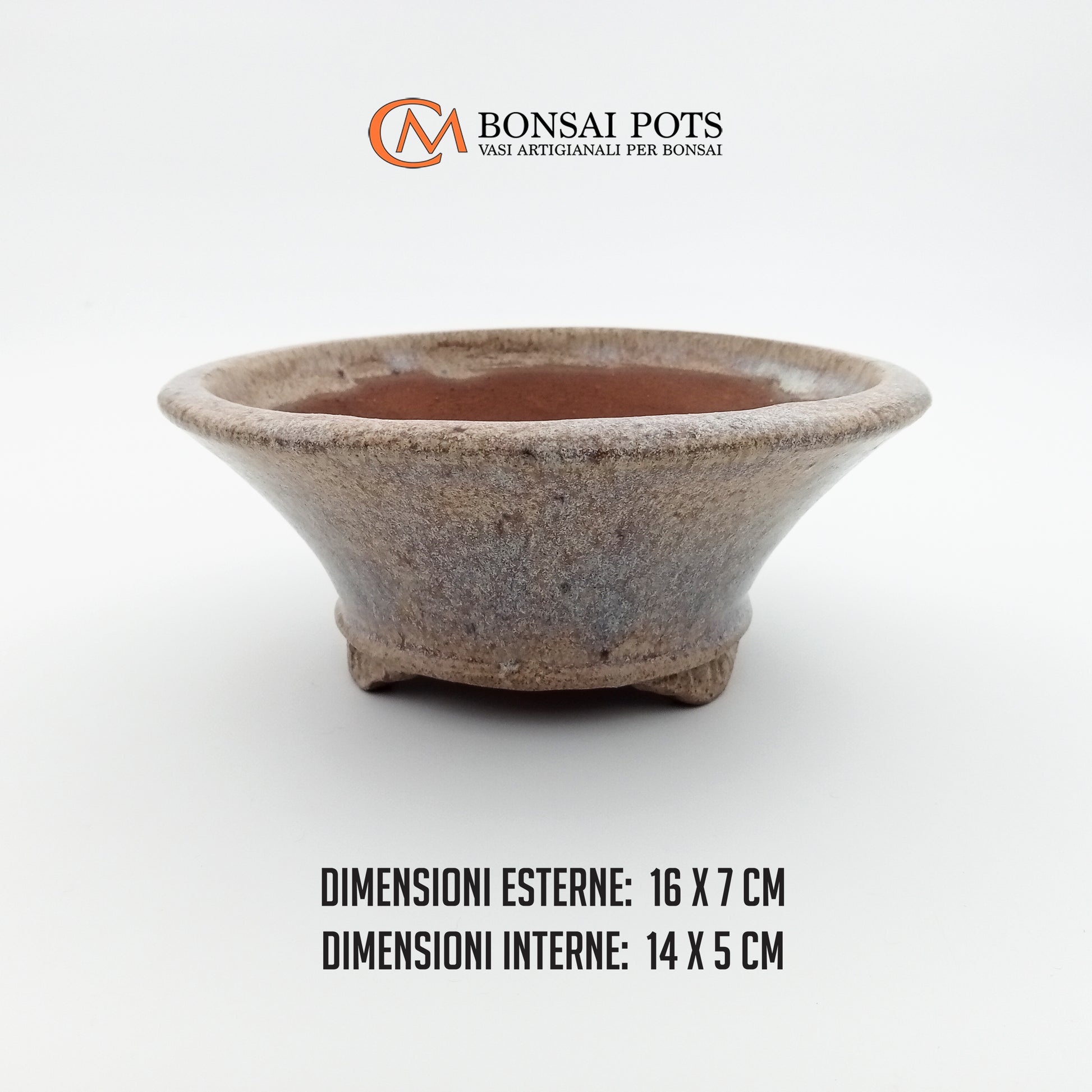 Vaso bonsai artigianale rotondo in gres CM 16 - Handmade Bonsai Pot - CMBonsaiPots