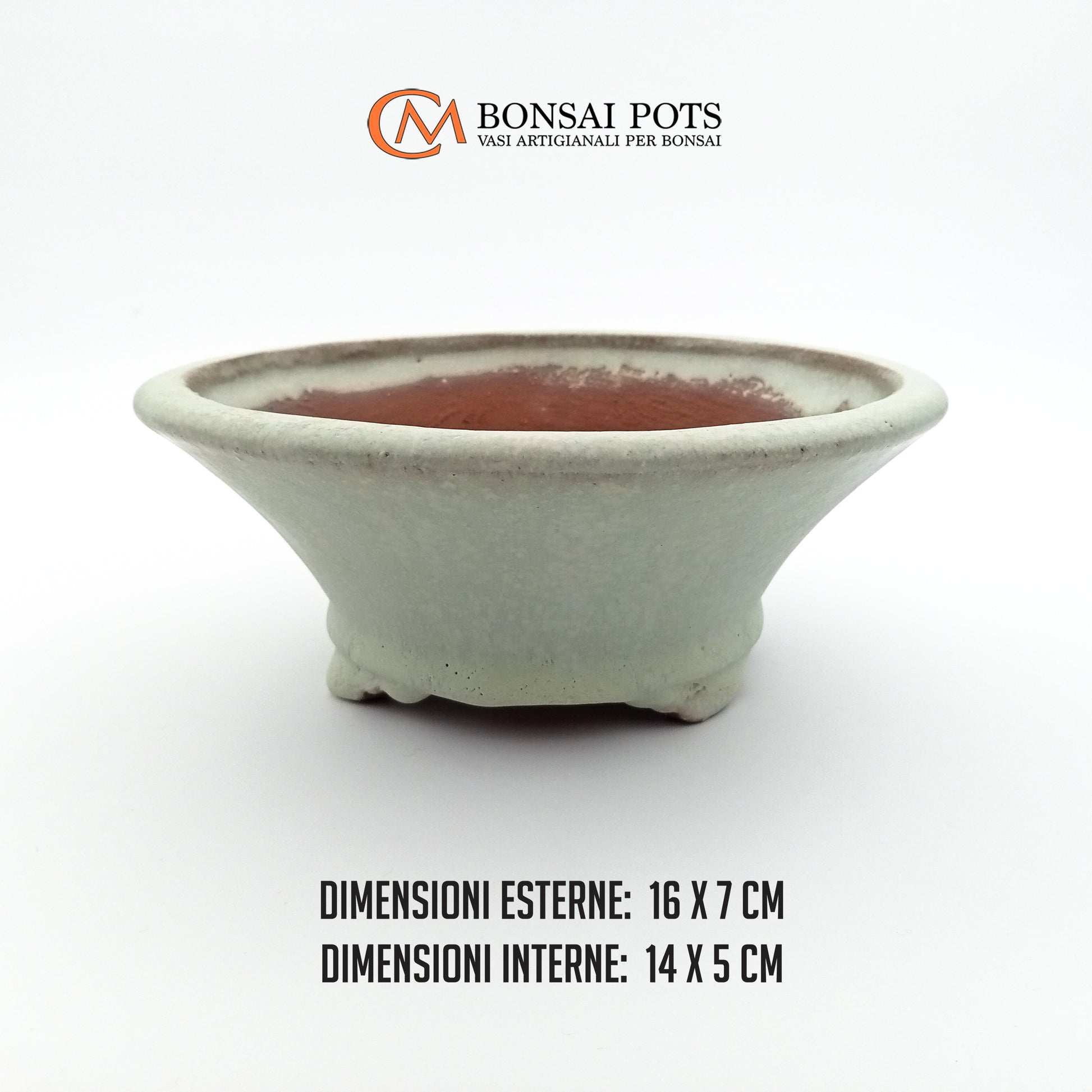 Vaso bonsai artigianale rotondo in gres CM 16 - Handmade Bonsai Pot - CMBonsaiPots