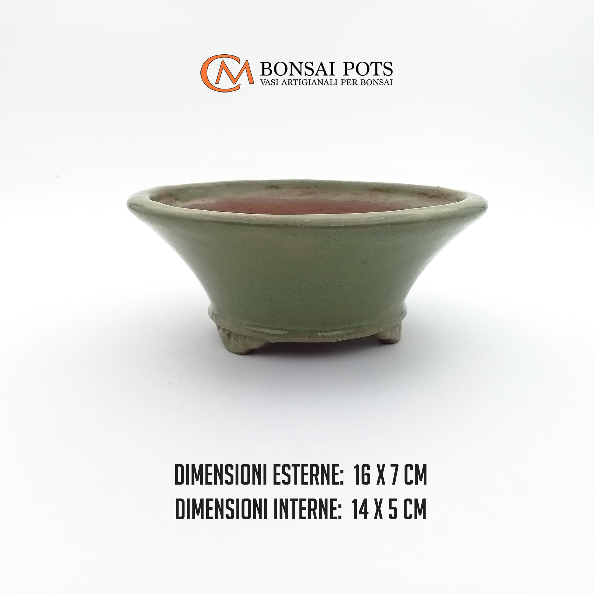 Vaso bonsai artigianale rotondo in gres CM 16 - Handmade Bonsai Pot - CMBonsaiPots