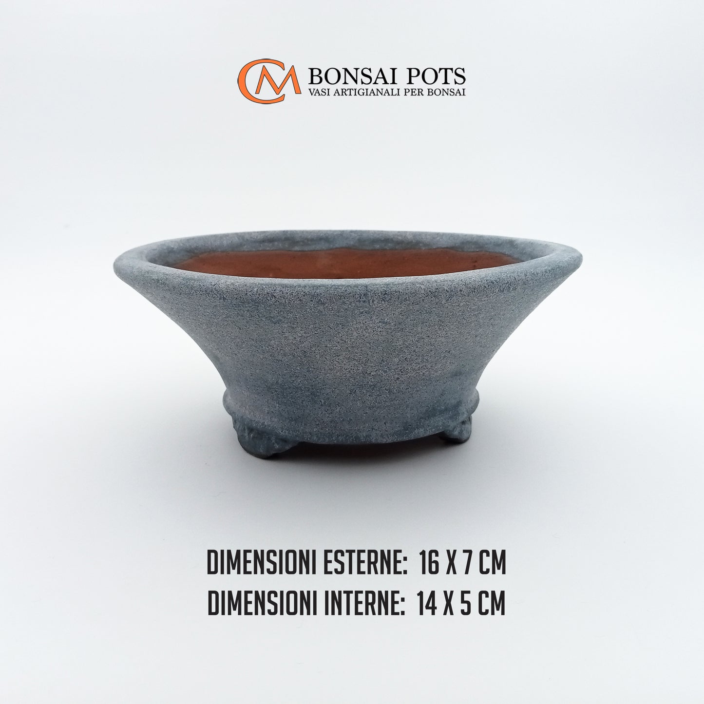 Vaso bonsai artigianale rotondo in gres CM 16 - Handmade Bonsai Pot - CMBonsaiPots