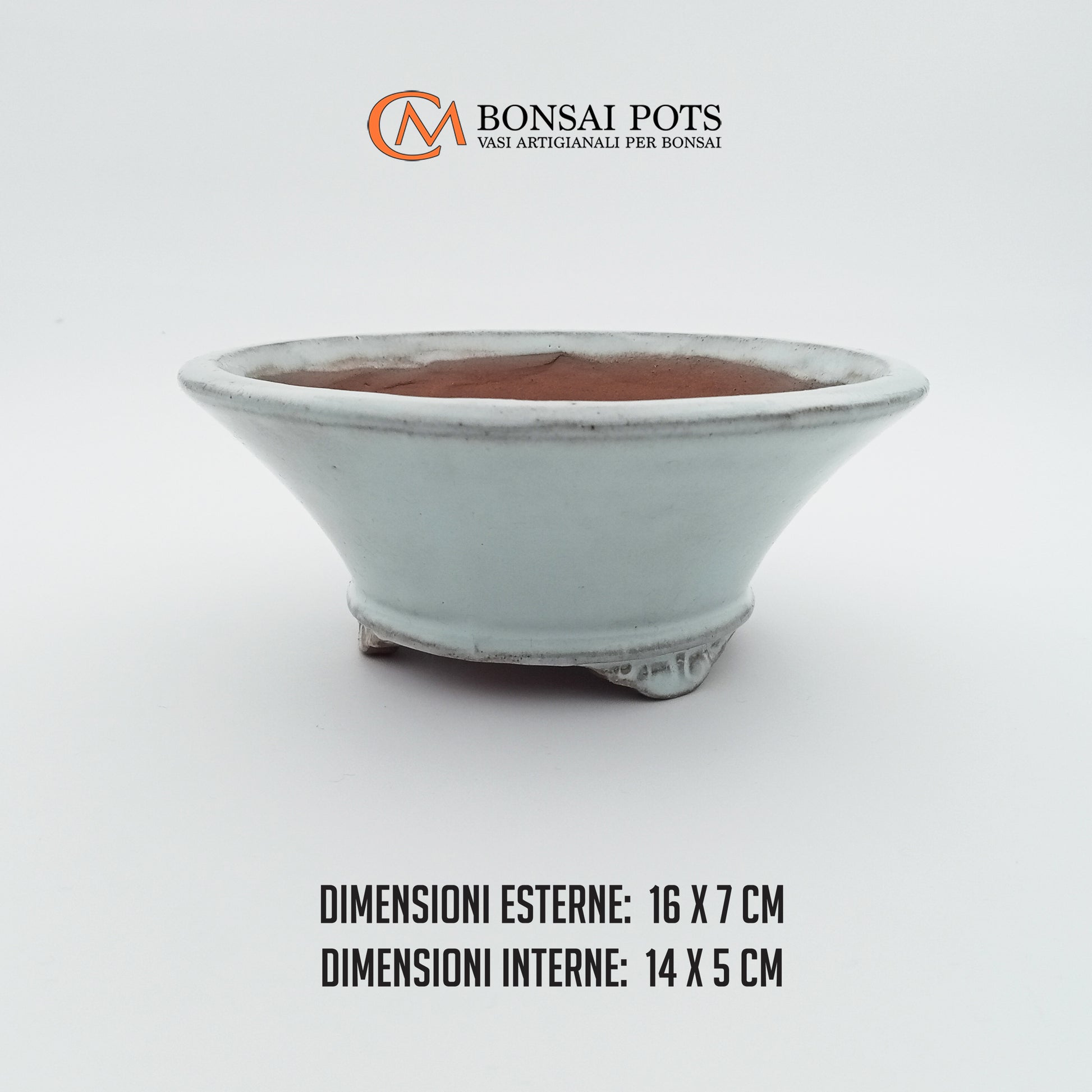 Vaso bonsai artigianale rotondo in gres CM 16 - Handmade Bonsai Pot - CMBonsaiPots