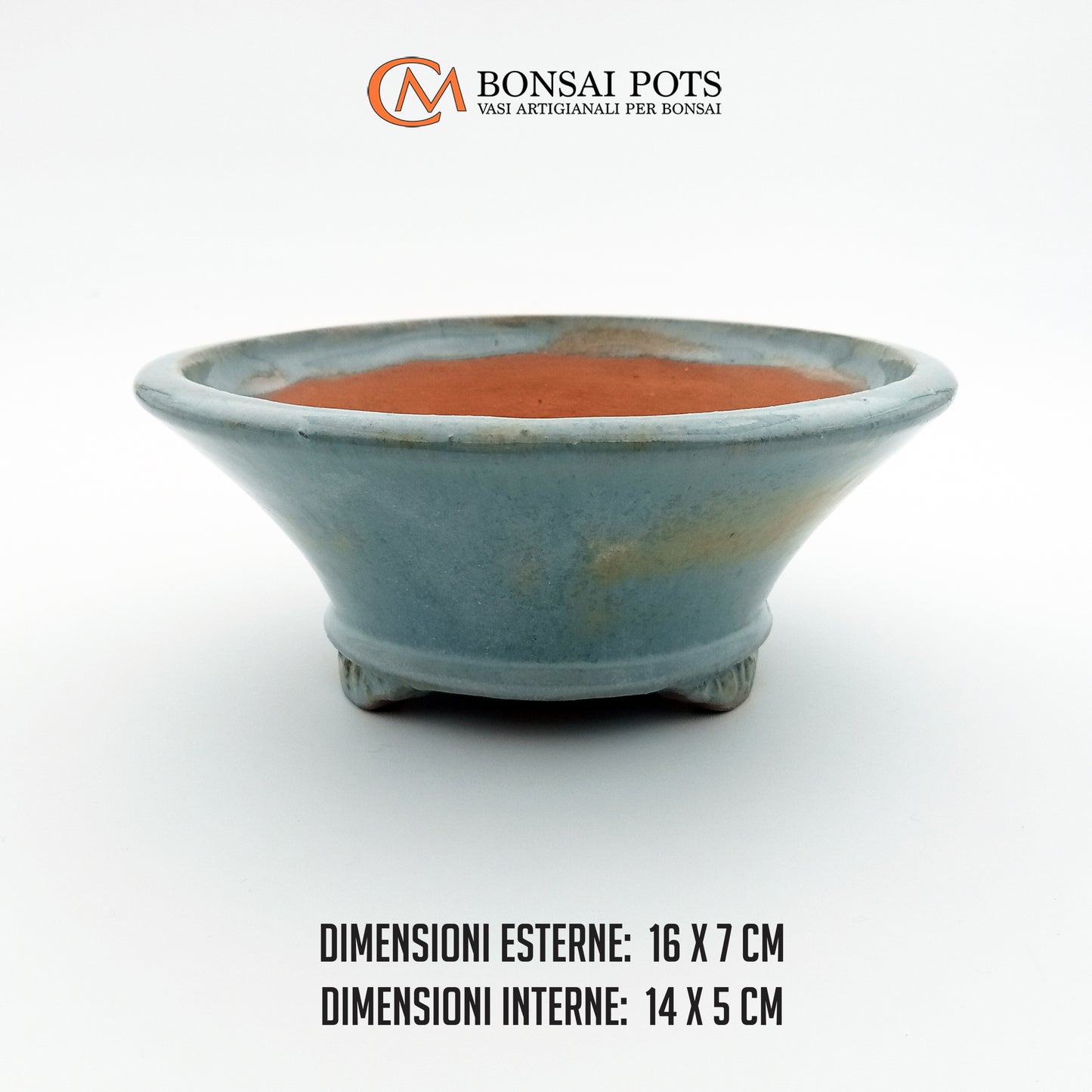 Vaso bonsai artigianale rotondo in gres CM 16 - Handmade Bonsai Pot - CMBonsaiPots