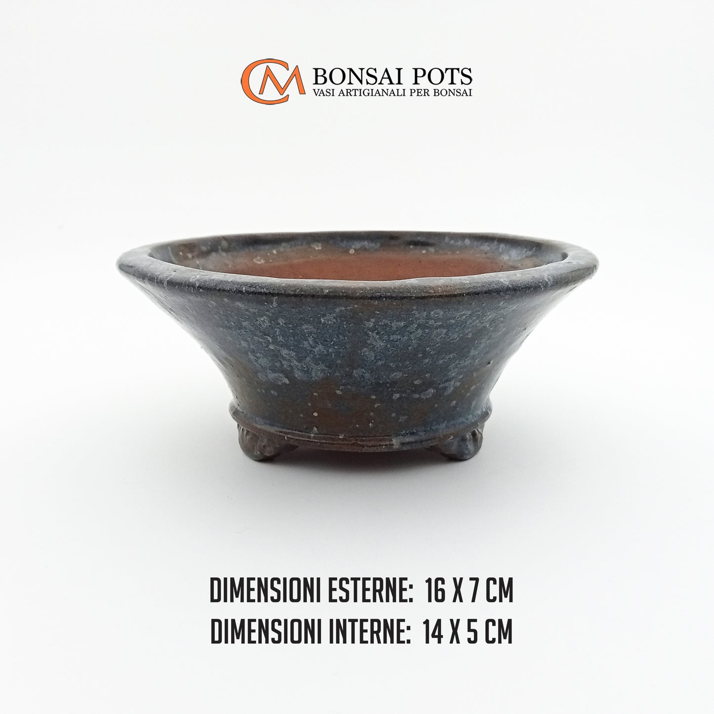 Vaso bonsai artigianale rotondo in gres CM 16 - Handmade Bonsai Pot - CMBonsaiPots