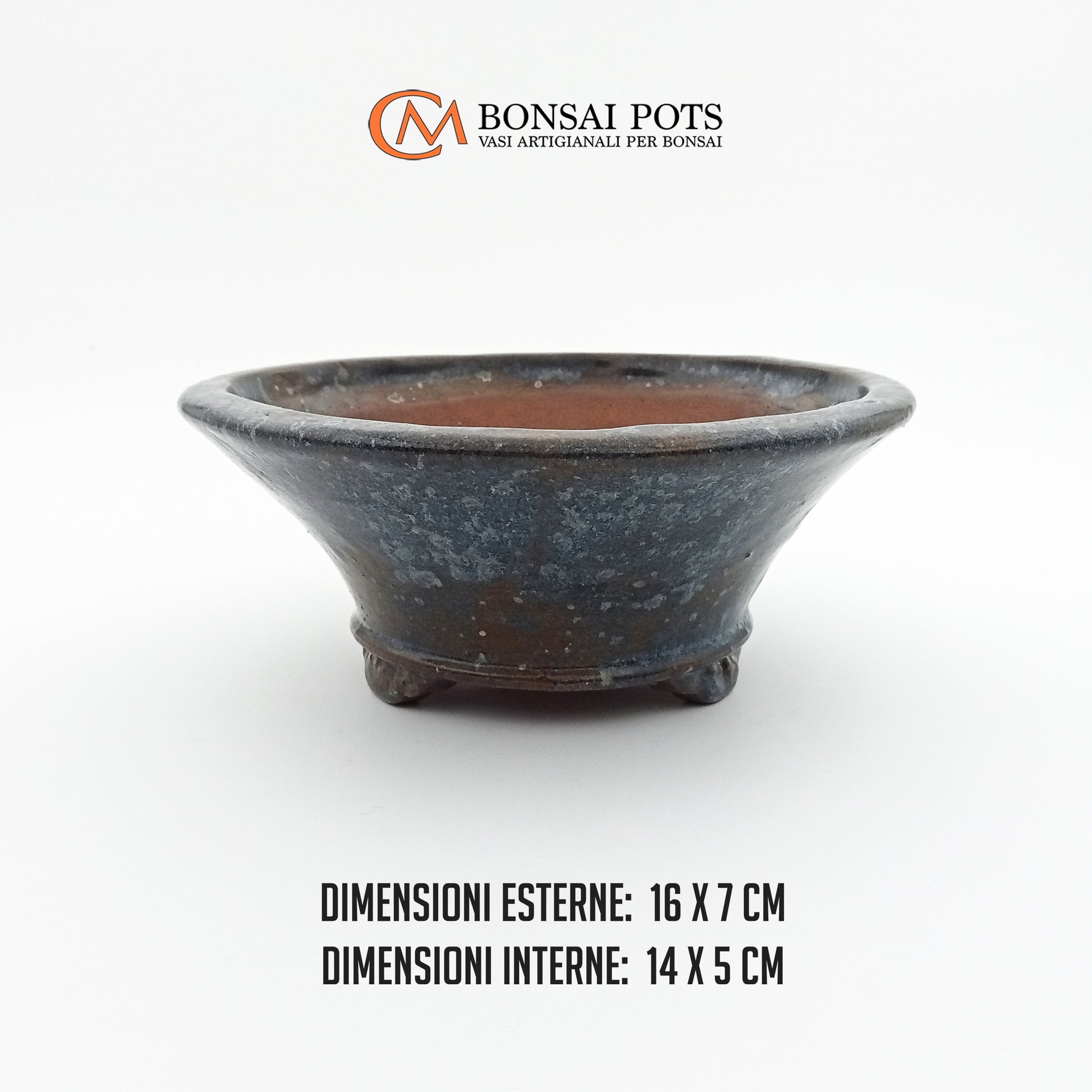 Vaso bonsai artigianale rotondo in gres CM 16 - Handmade Bonsai Pot - CMBonsaiPots