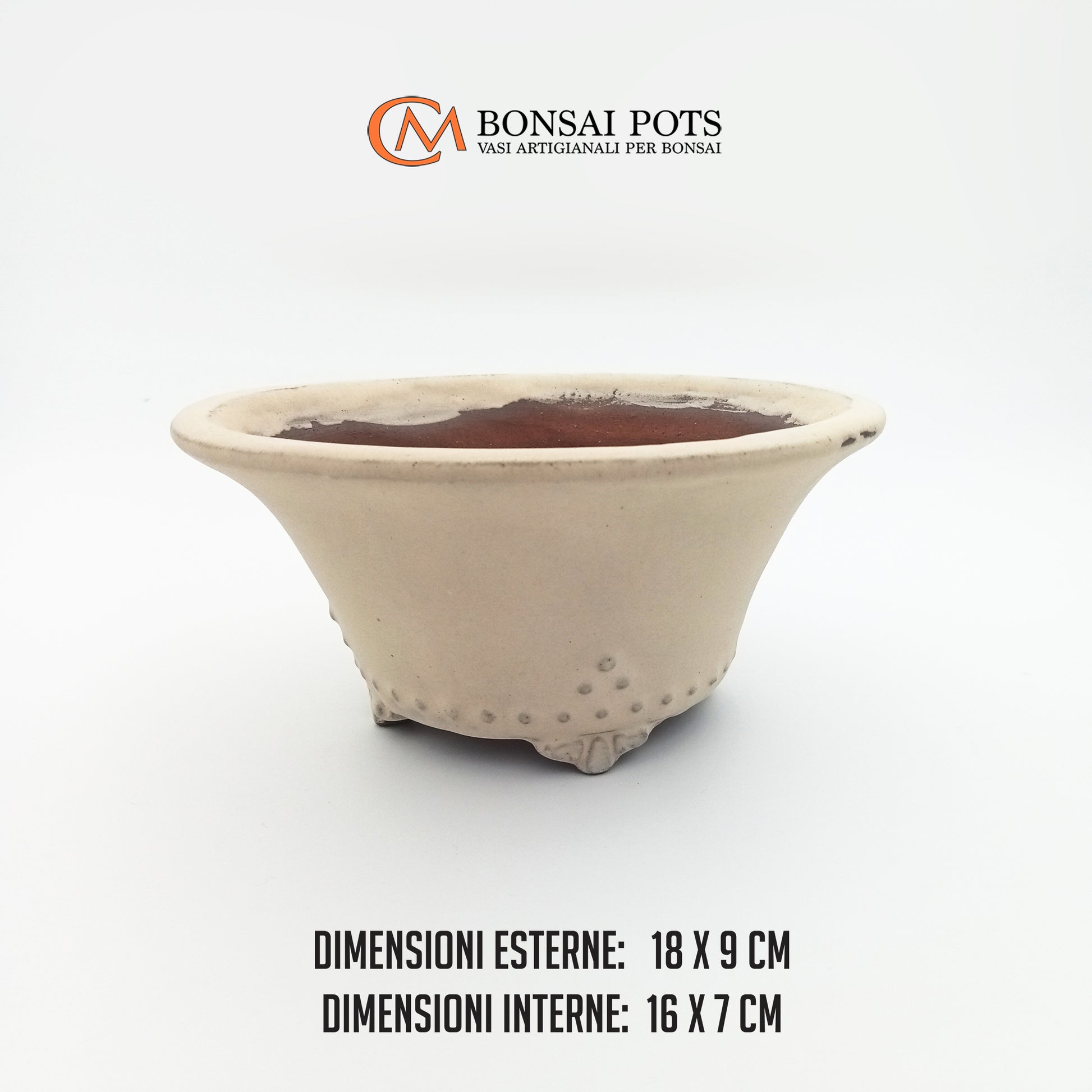 Vaso bonsai artigianale rotondo in gres CM 18 - Handmade Bonsai Pot - CMBonsaiPots