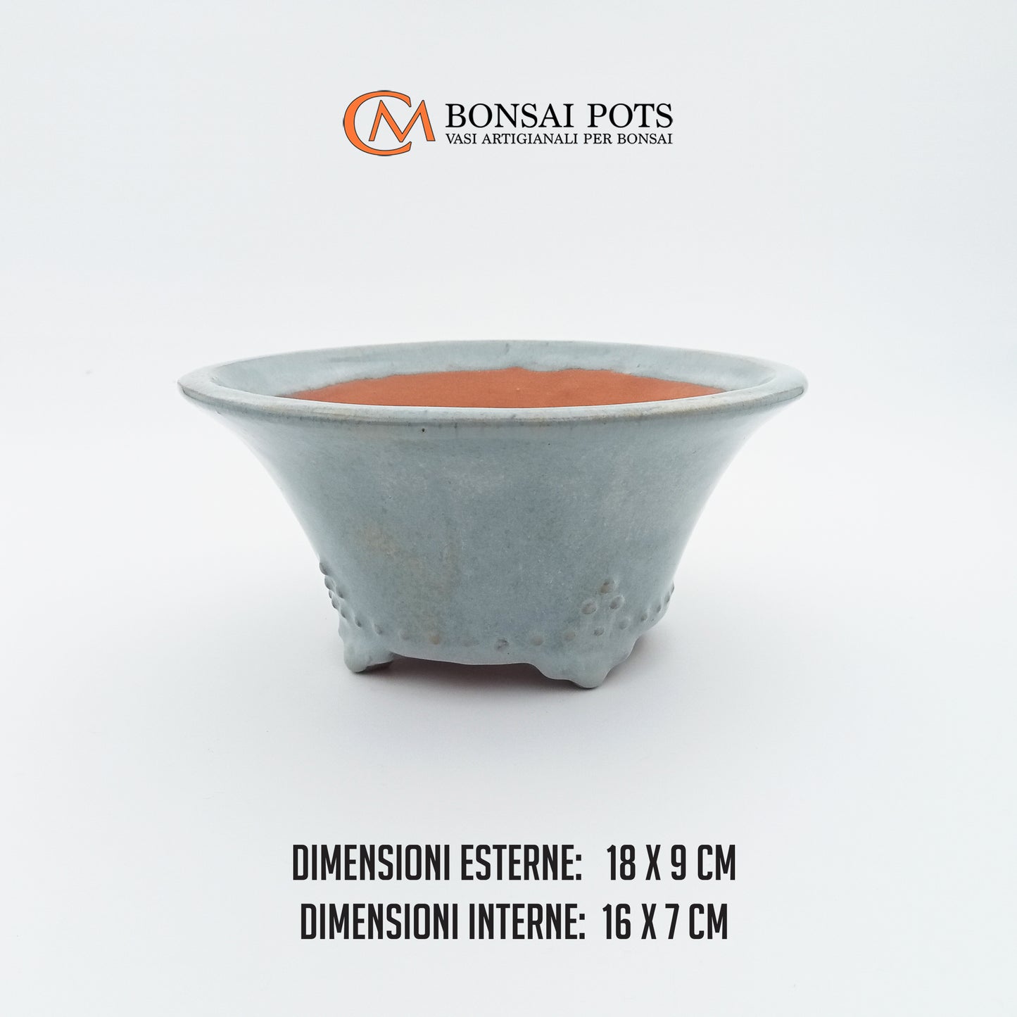 Vaso bonsai artigianale rotondo in gres CM 18 - Handmade Bonsai Pot - CMBonsaiPots