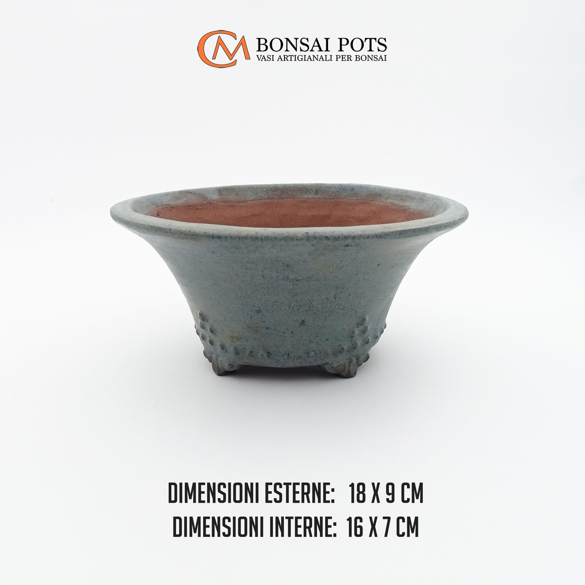 Vaso bonsai artigianale rotondo in gres CM 18 - Handmade Bonsai Pot - CMBonsaiPots