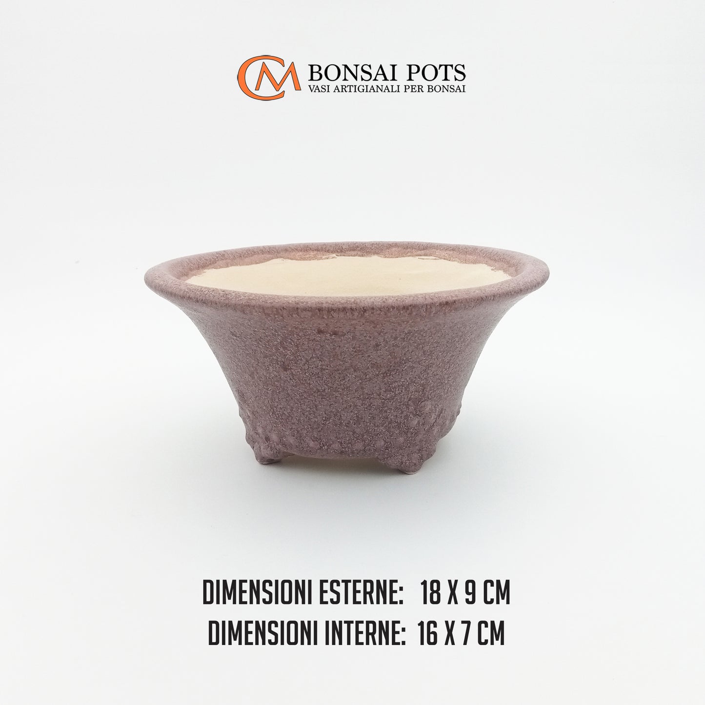 Vaso bonsai artigianale rotondo in gres CM 18 - Handmade Bonsai Pot - CMBonsaiPots