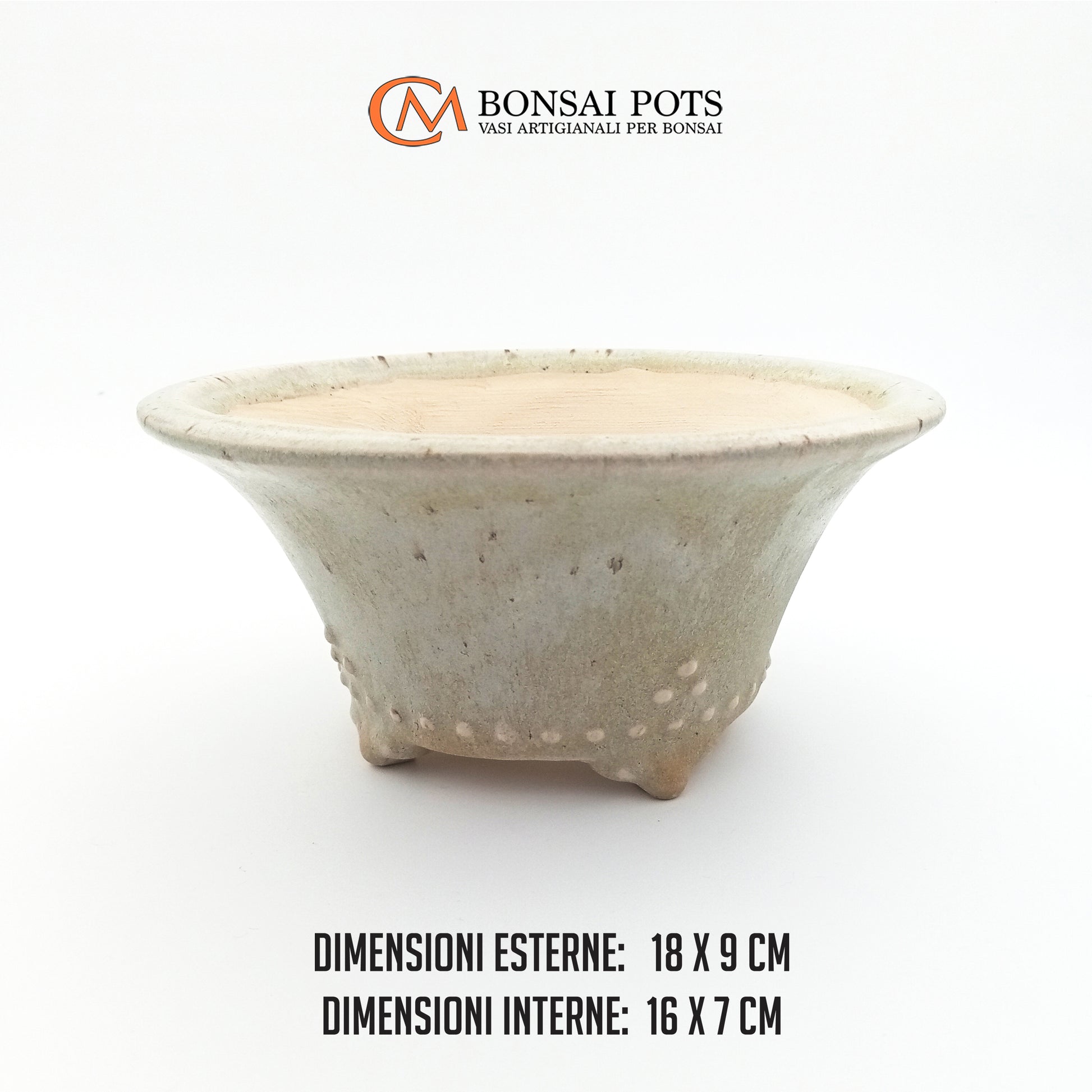 Vaso bonsai artigianale rotondo in gres CM 18 - Handmade Bonsai Pot - CMBonsaiPots