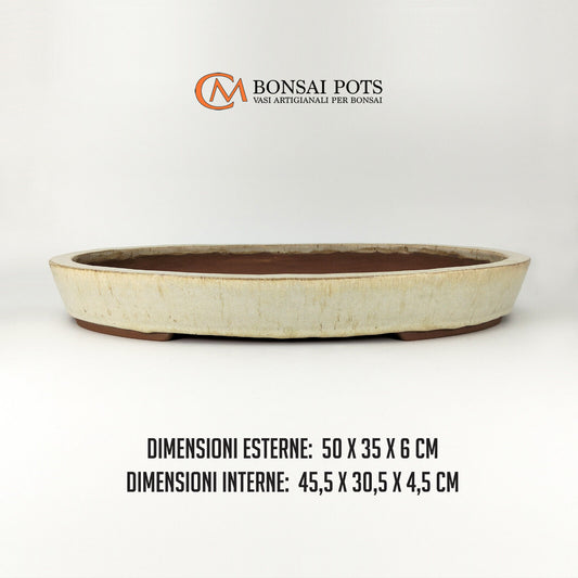 vaso bonsai ovale artigianale da 50 cm realizzato a mano