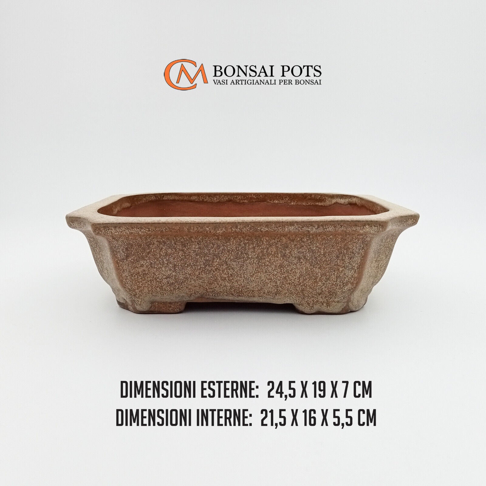 Vaso bonsai artigianale rettangolare in gres 24,5 CM - Handmade Bonsai Pot - CMBonsaiPots