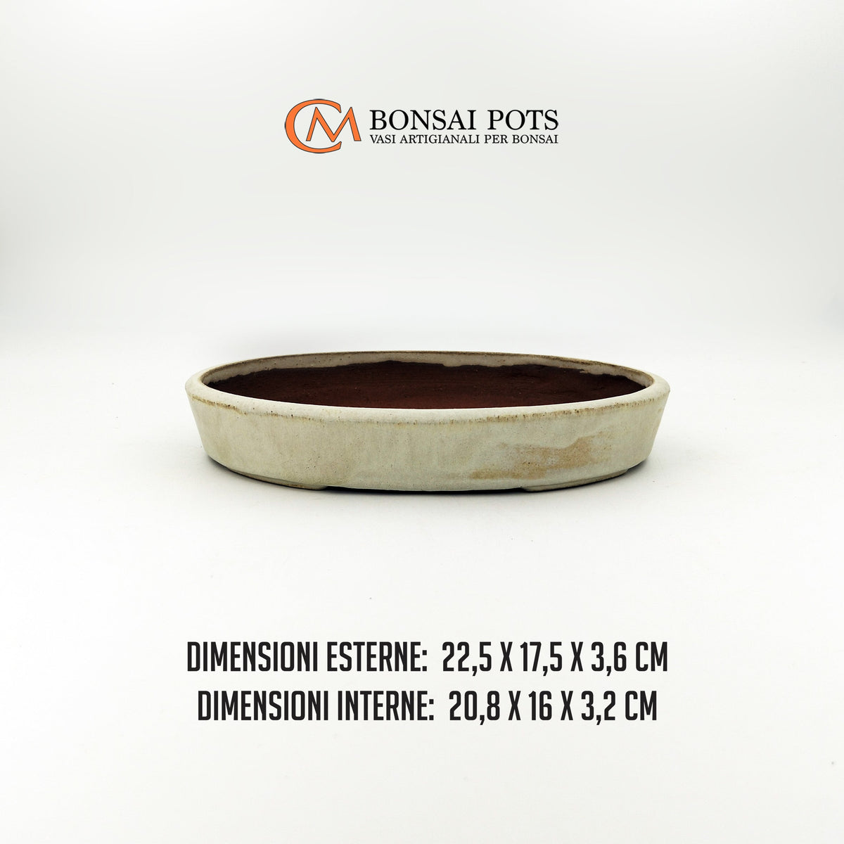 Vaso bonsai ovale 22 CM in gres smaltato - CMBonsaiPots