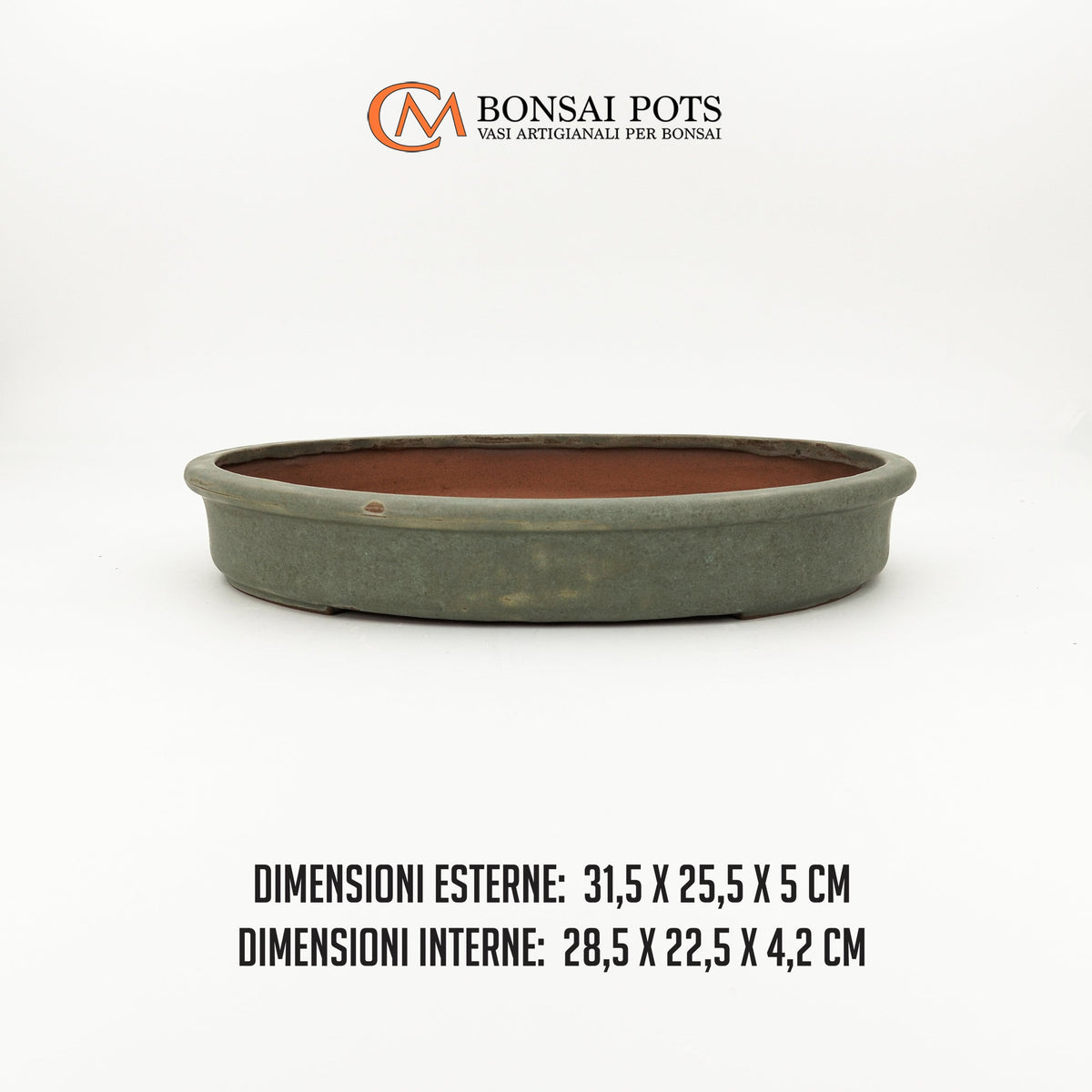 Vaso bonsai ovale da 31 CM in Gres smaltato - CMBonsaiPots