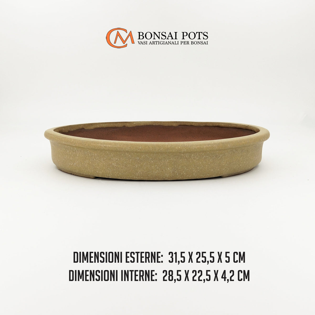 Vaso bonsai ovale da 31 CM in Gres smaltato - CMBonsaiPots