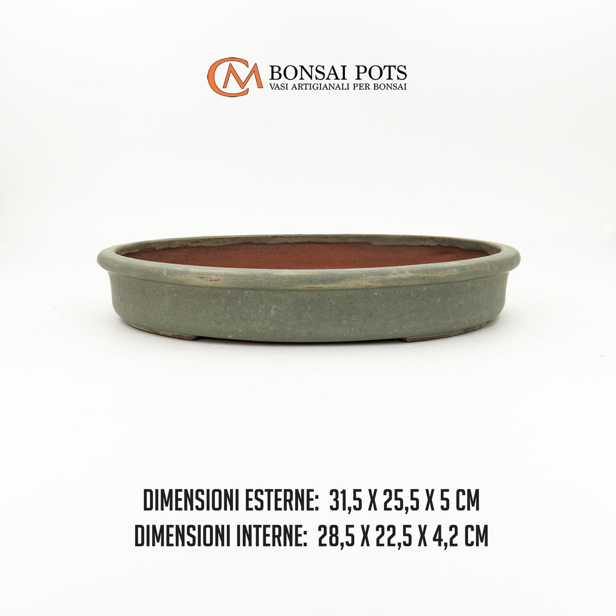 Vaso bonsai ovale da 31 CM in Gres smaltato - CMBonsaiPots