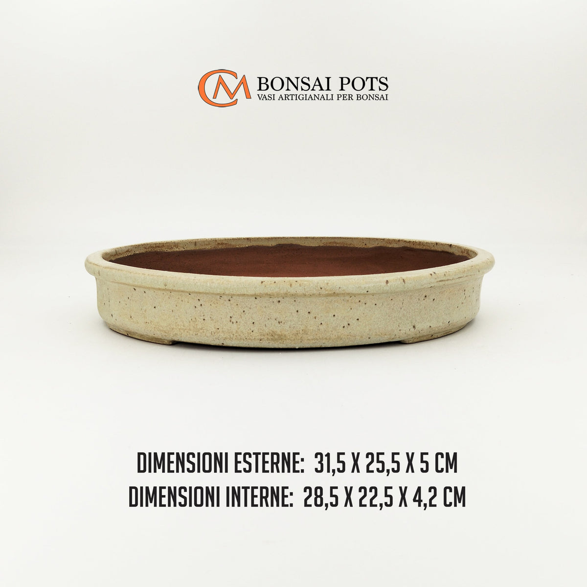 Vaso bonsai ovale da 31 CM in Gres smaltato - CMBonsaiPots