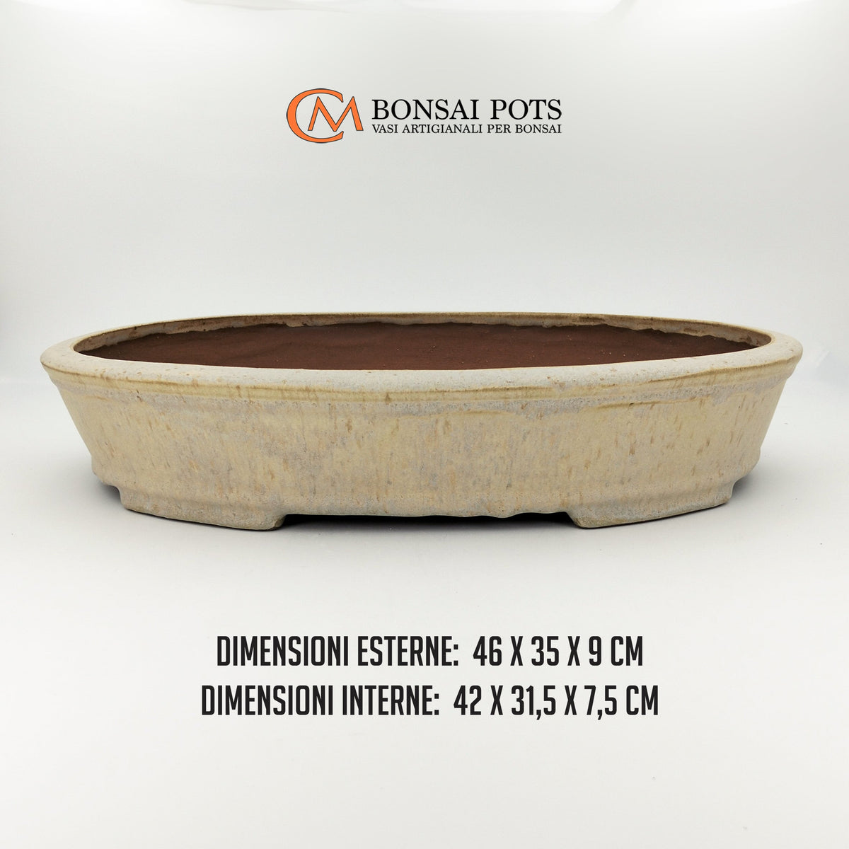 Vaso bonsai ovale da 46 cm in Gres smaltato - CMBonsaiPots