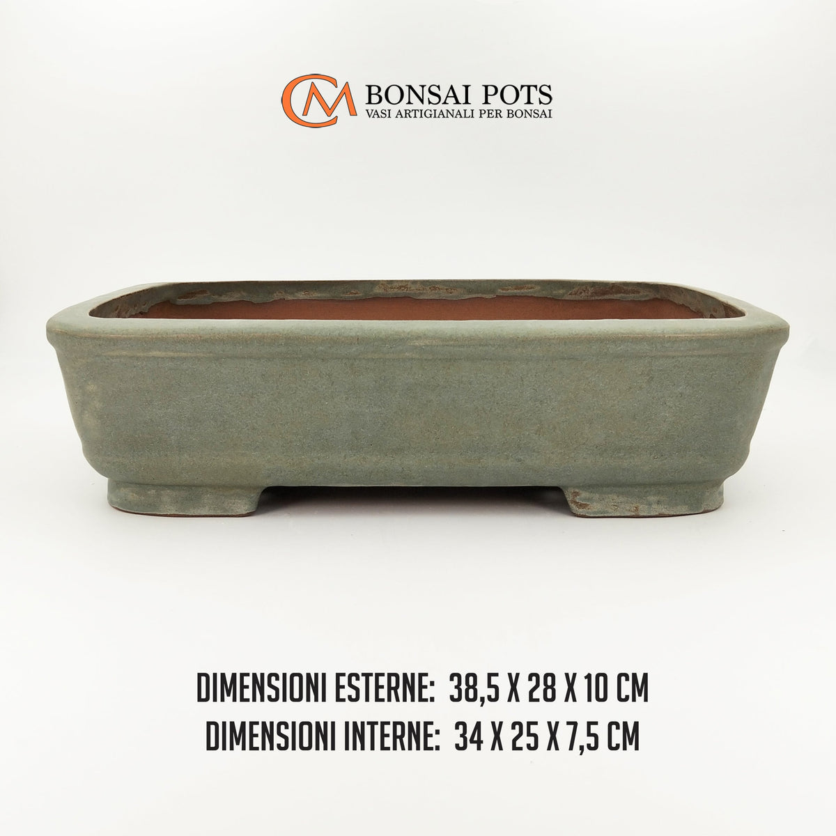 Vaso bonsai rettangolare 38 CM in gres smaltato - CMBonsaiPots