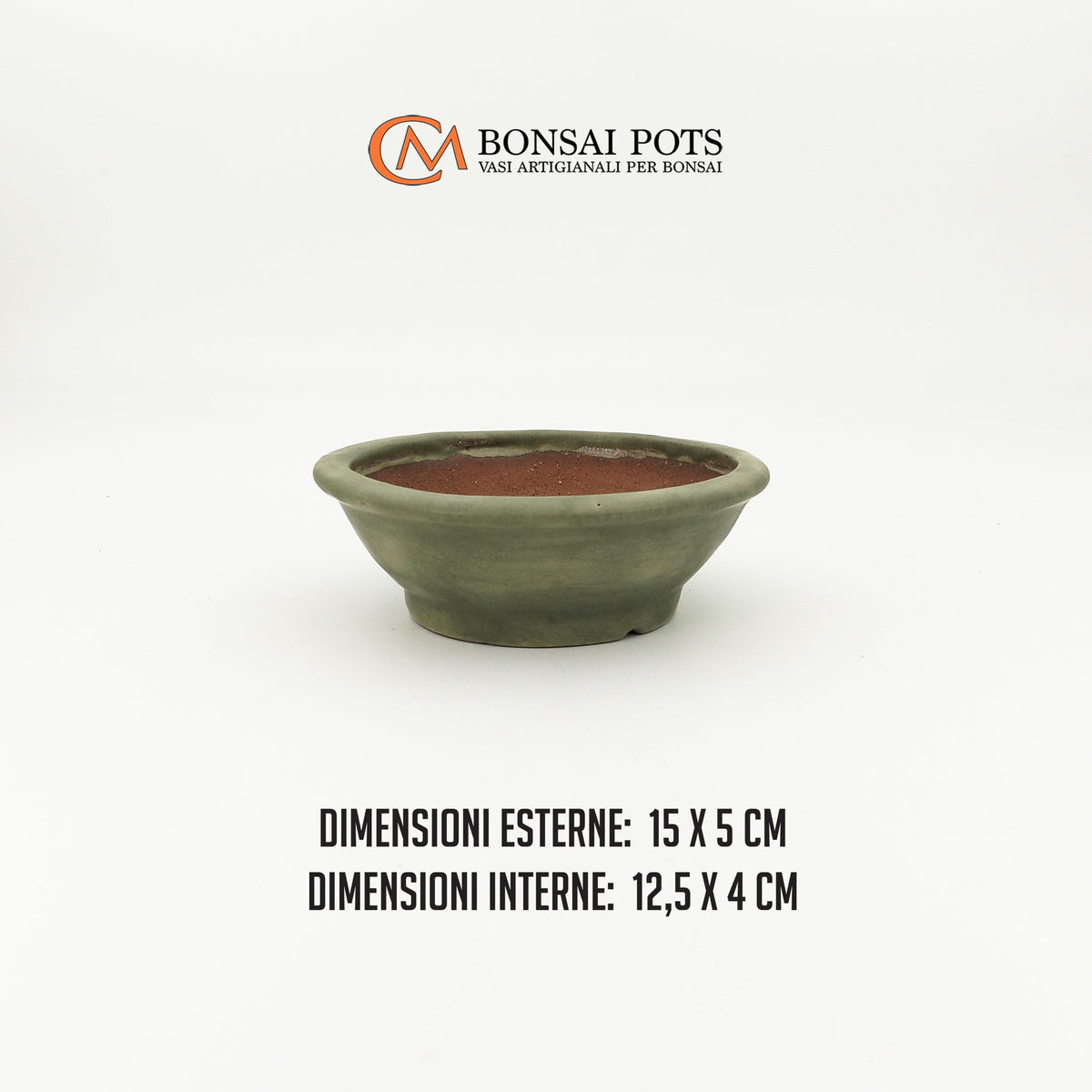 Vaso bonsai rotondo 15 CM in gres smaltato - CMBonsaiPots
