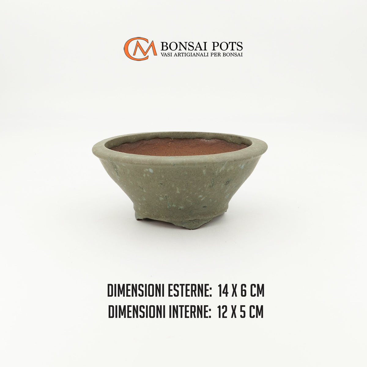 Vaso bonsai rotondo CM 14 in Gres smaltato - CMBonsaiPots