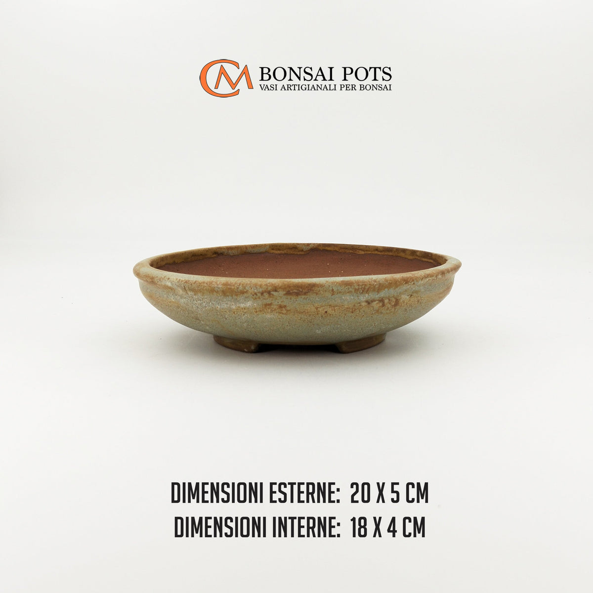 Vaso bonsai rotondo CM 20 in gres smaltato - CMBonsaiPots
