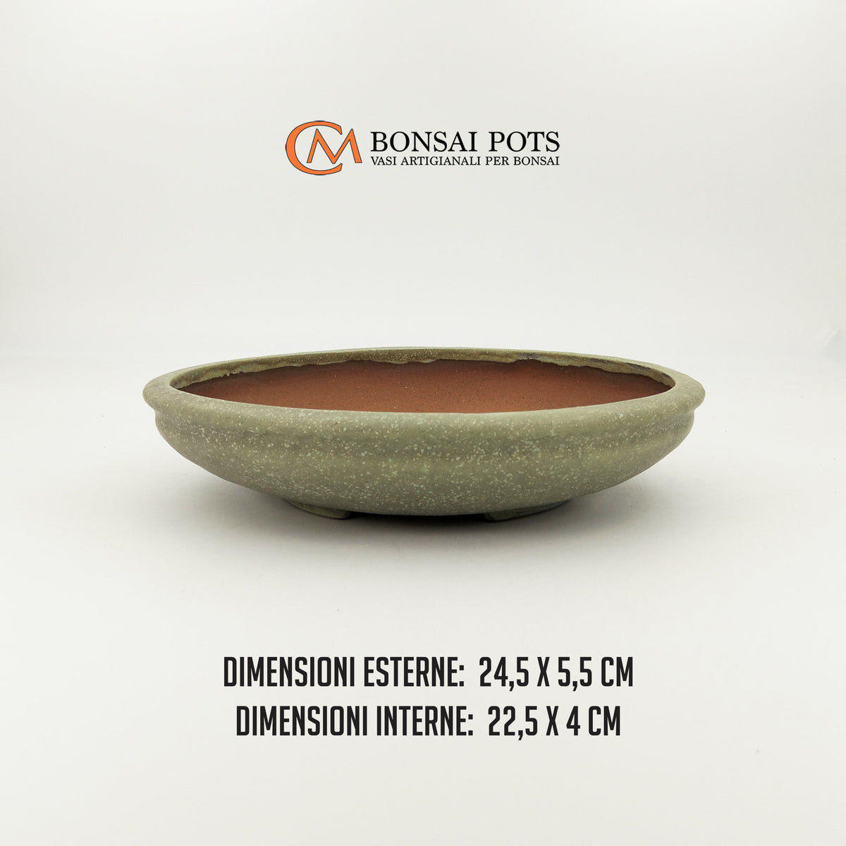 Vaso bonsai rotondo CM 24 in gres smaltato - CMBonsaiPots