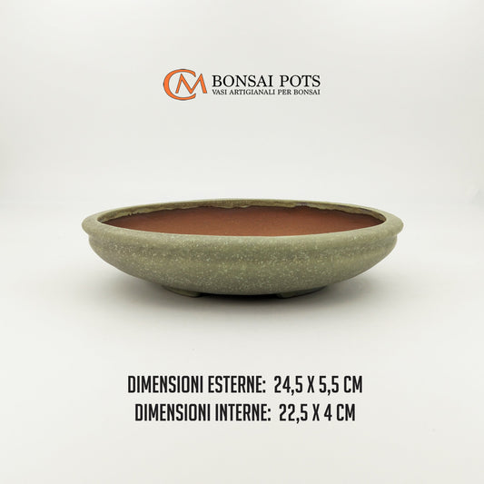 Vaso bonsai rotondo CM 24 in gres smaltato - CMBonsaiPots